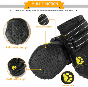 Reflective Stripes Rugged Anti-Slip Sole Pet Boots Paw Dog Shoes
