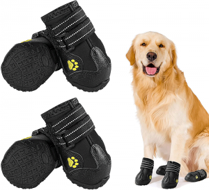 Reflective Stripes Rugged Anti Slip Sole Pet Boots Paw Dog Shoes