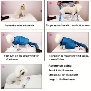 Penggunaan Tas Pengeringan Hewan Peliharaan Dengan Pengering Perawatan Anjing Blower Efisien