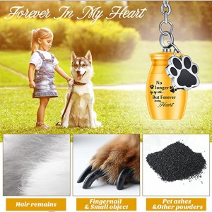 Porta-cinzas com pingente de pata de cachorro em aço inoxidável Porta-chaves para urnas para animais de estimação