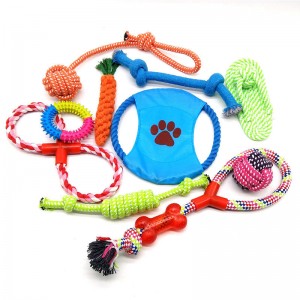 Corda de cachorro personalizada com 10 pacotes de brinquedos interativos de corda de algodão estridente para cachorro
