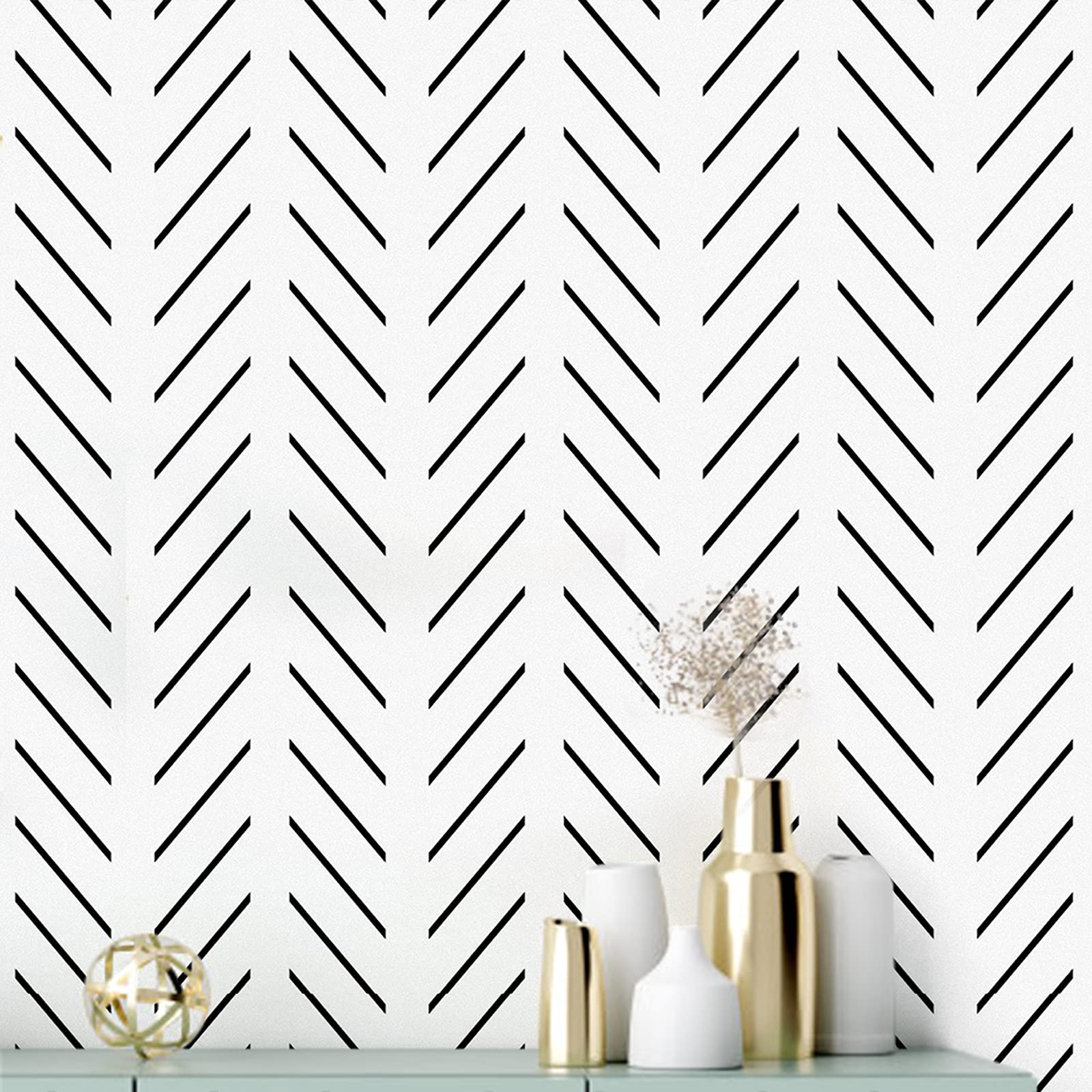 Black and White Peel and Stick Wallpaper Geometric Removable Reform Decor