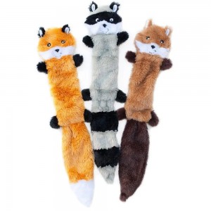 Pêlîstok, Fox, Raccoon, û Squirrel Dog Squeaky Plush No Stuffing