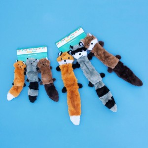 Pêlîstok, Fox, Raccoon, û Squirrel Dog Squeaky Plush No Stuffing