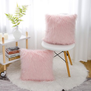 Ružičaste pahuljaste jastučnice od umjetnog krzna merino stil četvrtaste fuzzy dekor jastučnica