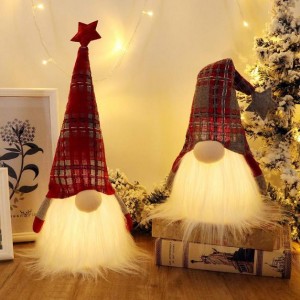 2 Pack Plaid Pattern Christmas Gnome Lights with Timer