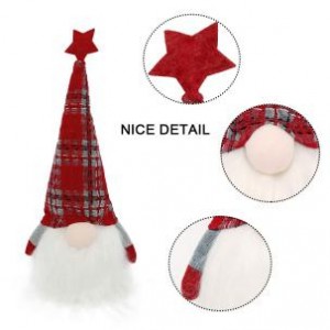 2 Pack Plaid Pattern Christmas Gnome Lights with Timer