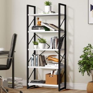 5 Tiers Bookshelf Classically Modern White Bookshelf Book Rack Storage Holder Organizer