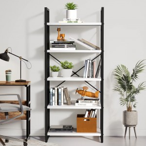 5 Tiers Bookshelf Classically Modern White Bookshelf Book Rack Storage Holder Organizer
