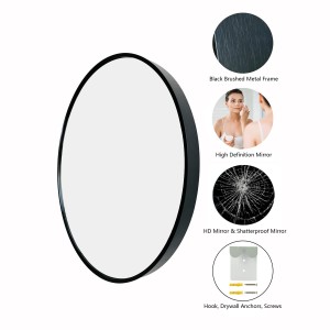 Black Round Mirror Modern Ikhaya Bathroom Wall Decor