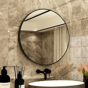مرآة مستديرة سوداء لديكور جدار الحمام المنزلي الحديث