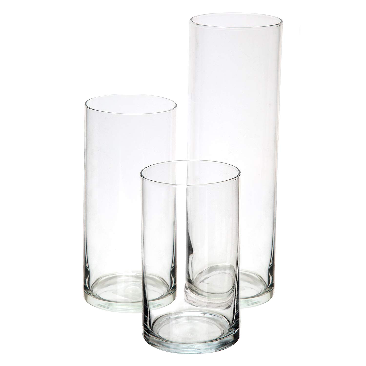 Stikla cilindriskas vāzes, mājas galda dekorēšanas elementi