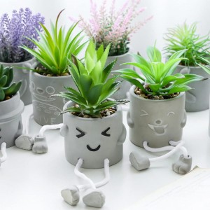 Mini plantas suculentas artificiales creativas en maceta, decoración de escritorio para el hogar