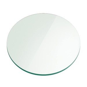 Τραπέζι με στρογγυλό γυαλί διαφανές γυαλί και καθρέφτη