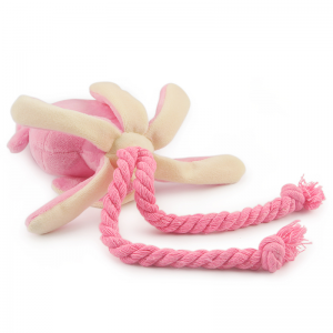 Niedliches Flanell-Krake-Form-Kauspielzeug für Haustiere, langlebiges Seil, quietschendes Kauspielzeug für Hunde