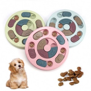 Hot Sale műanyag lemezjátszó kisállat etető játékok Interaktív kutya macskaeledel adagoló kisállat szivárgó eledel játék