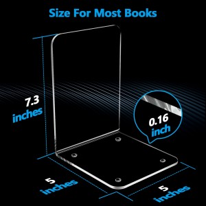 Soilleir Acrylic Neo-skid Bookends Shelves Book Holder Stopper for Books