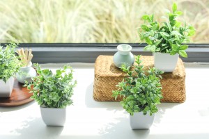 نباتات وهمية نباتات خضراء صناعية بوعاء ديكور منزلي داخلي