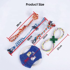 Confezione di giocattoli per cani durevoli personalizzati da 8 pezzi/set Giocattolo per cani cigolante in corda di cotone interattiva