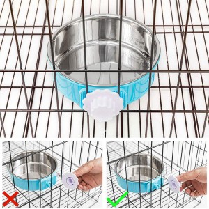 Hot Sale Round Stainless Steel Pet Feeding Bowl Portable Hanging Dog Cat Drinking Water Bowl