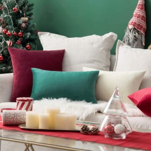 Christmas Velvet Soft Solid Decorative Square Tụfuo Ohiri isi na-ekpuchi Sofa Pillowcases ihe ndozi