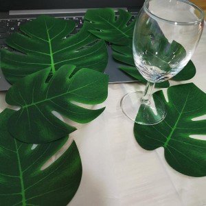 कृत्रिम ताड़ के पत्ते हरे नकली मॉन्स्टेरा पौधे हवाईयन घर की सजावट