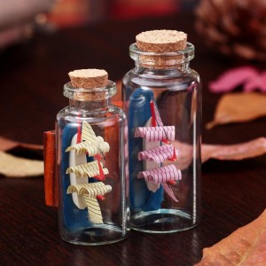 Mini glasflaskor Burkar med träkorkproppar Dekorationer Present önskemeddelande flaska