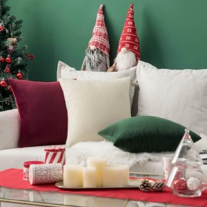 Christmas Velvet Soft Solid Decorative Square Throw Pillow Covers Sofa Pillowcases Decorative