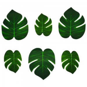 Hojas de palma artificiales, plantas verdes de imitación Monstera, decoración del hogar hawaiana