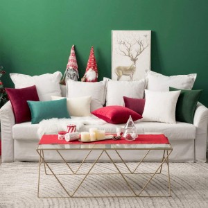 Fundas de almofada decorativas de veludo de Nadal suave e sólida, fundas de almofada para sofá