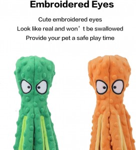 Xoguetes de peluche personalizados con forma de polbo Xoguetes chirriantes para mascotas