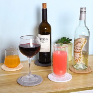 Punotut kudotut juomaaluset puuvillaiset imukykyiset pyöreät lasinaluset kodinsisustuslahja