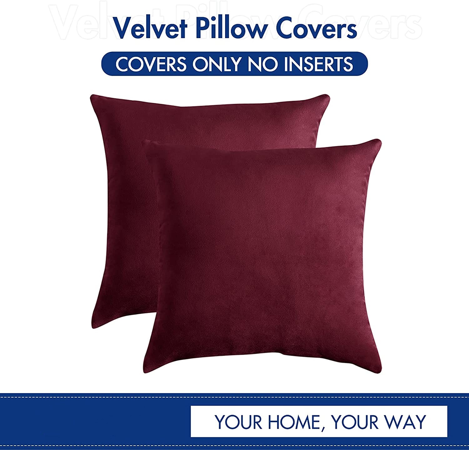 Christmas Velvet Soft Solid Decorative Square Throw Pillow Covers Sofa Pillowcases Decorative