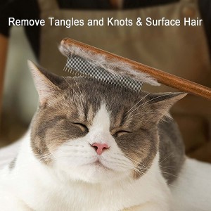 Haltbar hëlzent Handle Cat Hair Remover Kamm Hausdéierpfleeg Tools