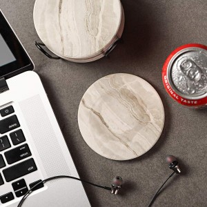 Marble Ceramic Drink Coasters with Holder Absorbent Tabletop Protection Cup Home Decor