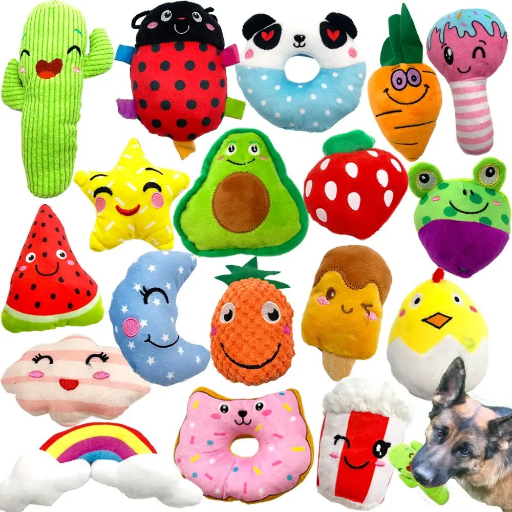 18 Pack Dog Squeaky Toys Cute Stuffed Pet Plussh Toys