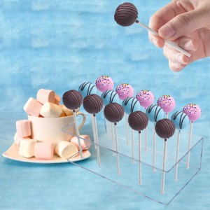 Acrylic Lollipop Holder Cake Pop Stand Display Treats Bags Gold Metallic Twist Ties for Candy