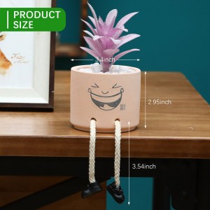 Artificial Succulent Fake Plants Cute Hanging Leg Emotional Potted Home Desk Decor