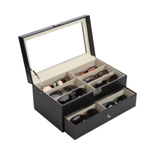 Sunglasses Organizer Leather Multiple Eyeglasses Display Case Collection Storage Box