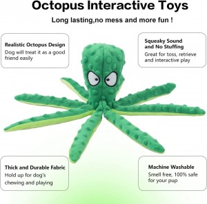 Umumo We-Octopus Owenziwe Ngezifiso I-Plush Dog Squeaky Toys Pet Hlafuna Amathoyizi