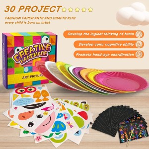 Kit de arte em placa de papel redonda de 30 unidades para presentes educacionais infantis