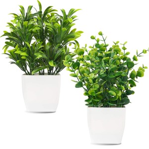 Fausses plantes artificielles en pot d'eucalyptus en plastique, décoration de verdure pour la maison et le bureau