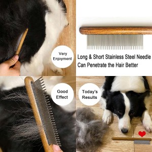 Peigne épilateur de poils de chat avec manche en bois Durable, outils de toilettage pour animaux de compagnie