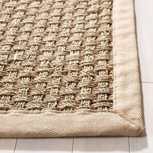 Protišmykový koberec z prírodného vlákna Border Basketweave Seagrass Accent Rug Floor Decor