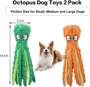 Lag luam wholesale kev cai Octopus Shape Aub Squeaky Cov khoom ua si Tsis muaj Stuffing Plush Aub Miv Qho Khoom Ua Si Tsiaj Chew Cov Khoom Ua Si