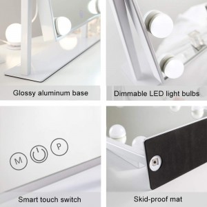 Mirror maquillage Mirror Touch Control Dimmable Light Detachable Magnification Decor