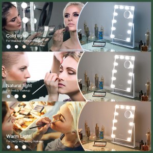 Lighted Makeup Mirror Touch Control Dimmable Light Detachable Magnification Decor
