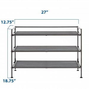 Freestanding Storage Shelf Organizer Stackable Durable Metal Shoe Rack para sa Entryway