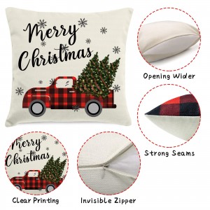 Сет од 4 Навлаки за перници за божиќни фрлања Навлаки за перници Зимски празничен кариран декор