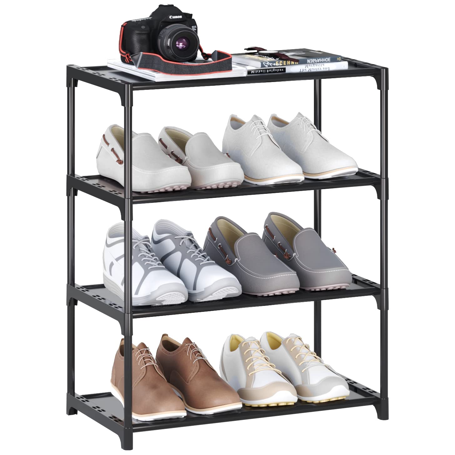 4-Tier Small Shoe Rack Stackable Storage Organer for Entryway